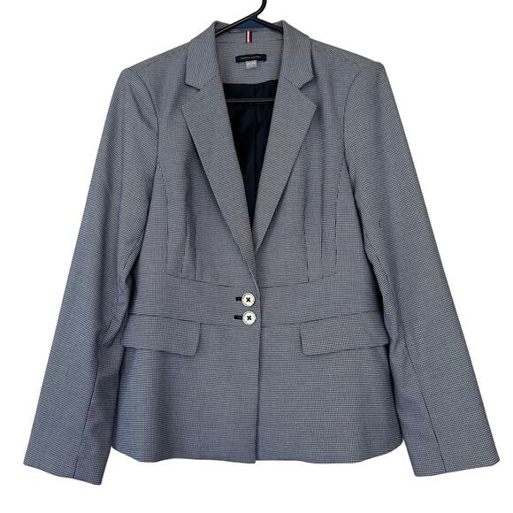 Tommy Hilfiger Jackets & Blazers - Tommy Hilfiger blazer jacket houndstooth single breasted lined preppy career L